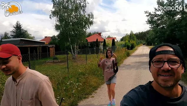Two young swinger couples fucking in the wild forest